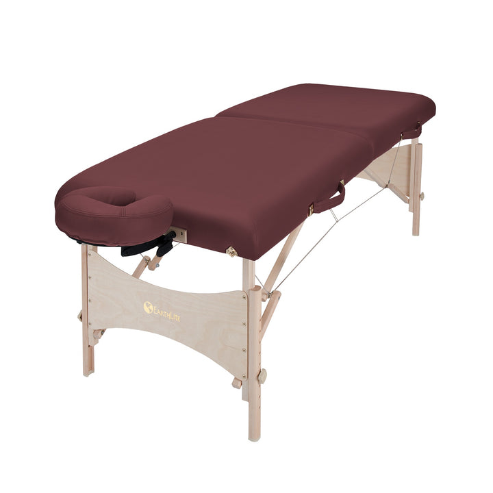 Earthlite Harmony DX portable massage table in burgundy