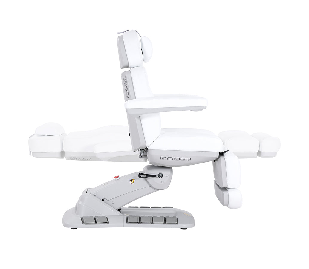 Silver Fox Electric Med Spa Chair with Foot Pedals 2246EBN Side View Lay Flat - Sunlight Spa Supply