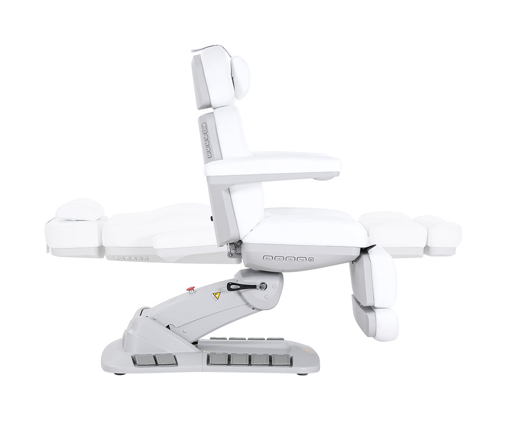 Silver Fox Electric Med Spa Chair with Foot Pedals 2246EBN Side View Lay Flat 2 - Sunlight Spa Supply