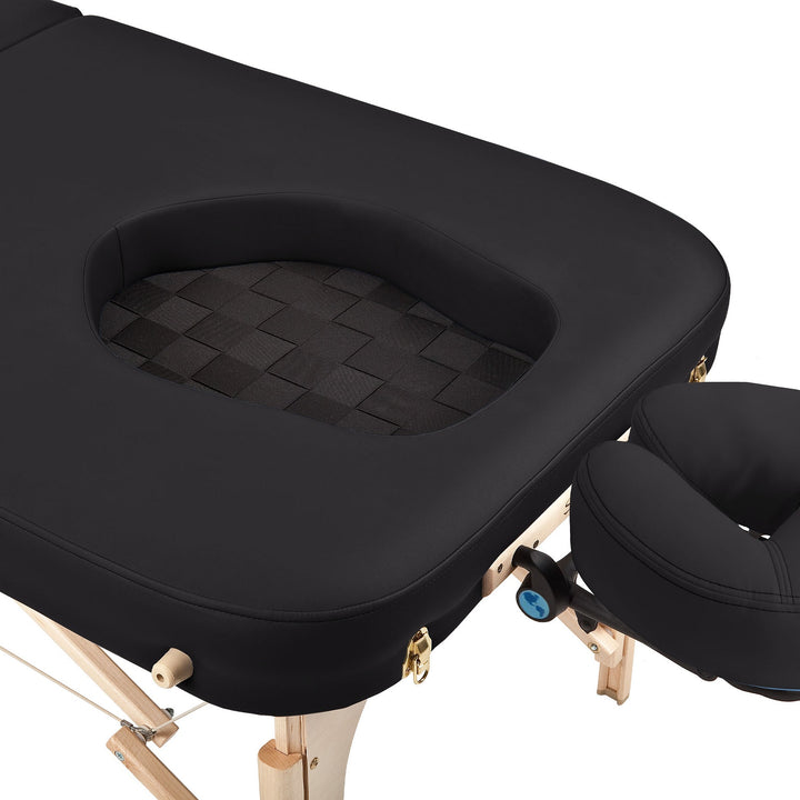 Earthlite Spirit Pregnancy portable massage table woven pregnancy support cutout.